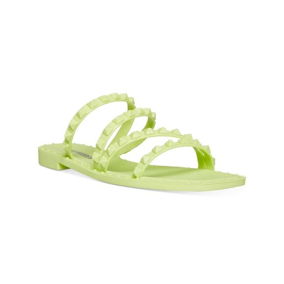 NWT STEVE MADDEN Womens Green Skyler J Toe Block Heel Slip On Slide Sandals 6 M - Picture 1 of 5